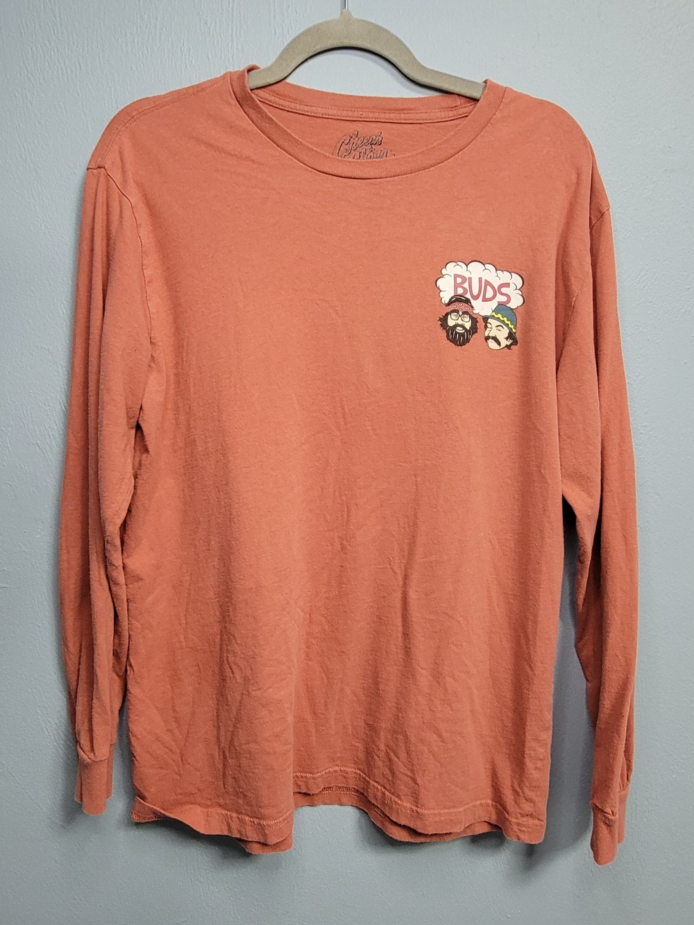 Officially Licensed Cheech & Chong BUDS Long Sleeve Coral T-Shirt - Size Large